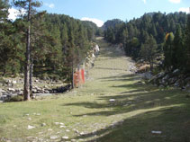 Vista cap amunt de la pista d´esquí, nosaltres l´agafarem de baixada.