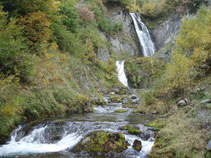 Les dues cascades del Saut deth Pish: l´inferior i més petita i la superior, la més gran.