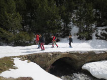 Travessem un petit pont i enllacem amb la pista que ve del poble de Rubió.